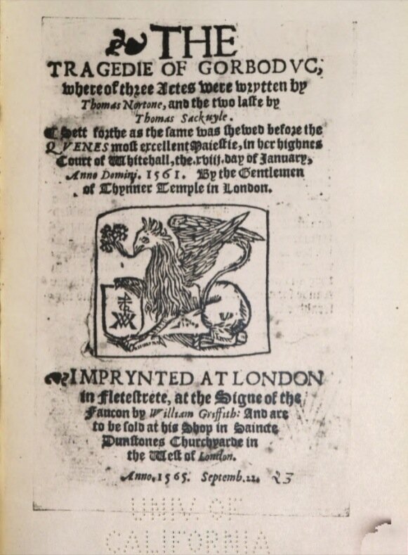 William Griffith's 1565 edition of The Tragedie of Gorboduc