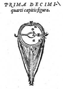 The eye as Vesalius represents it in his De Fabrica. This image from a Venetian 1568 edition, page 495.
