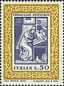 Petrarch on an Italian postage stamp.