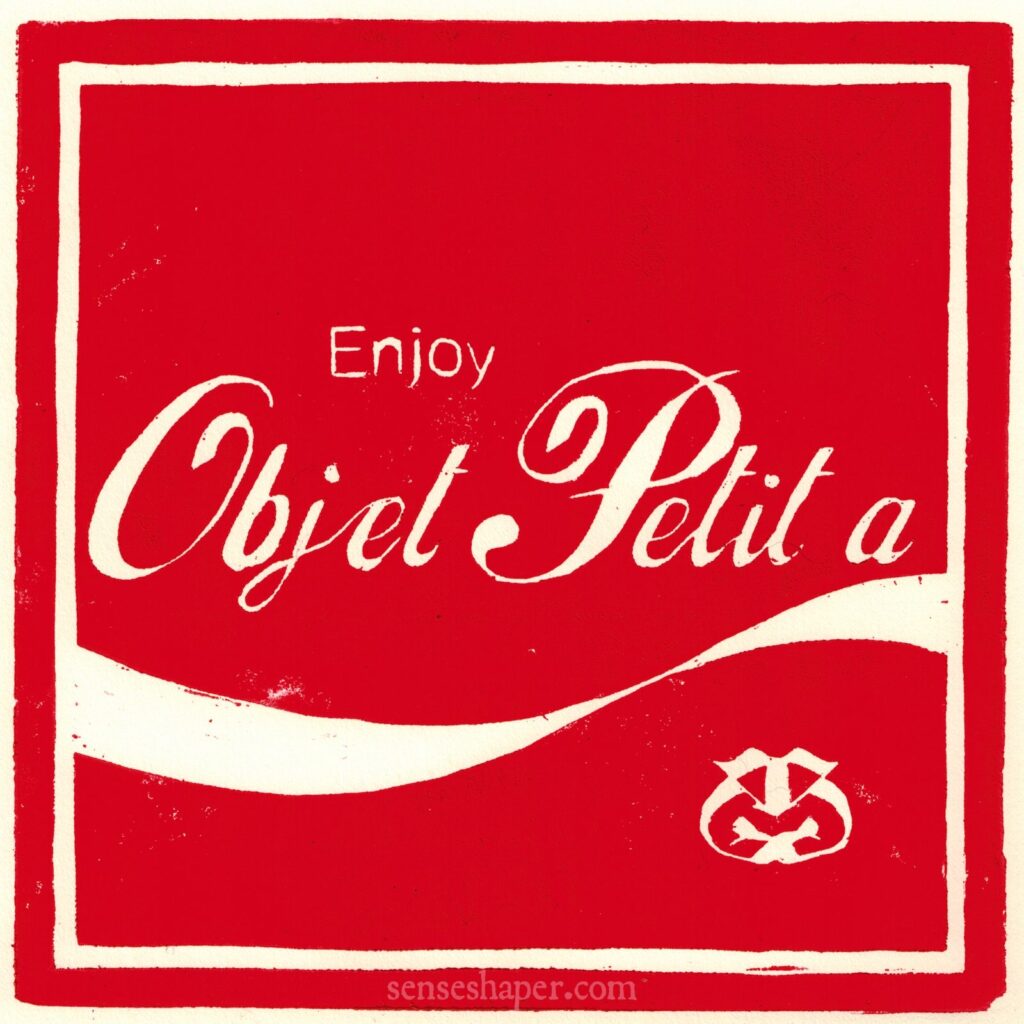 Objet Petit a woodcut "Enjoy!" by Senseshaper and inspired by Slavoj Zizek
