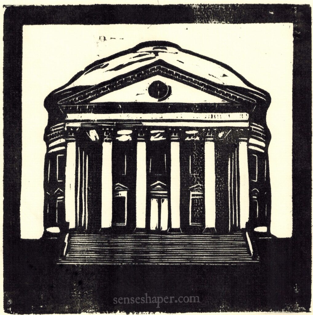 University of Virginia (UVA) Rotunda woodcut by Senseshaper